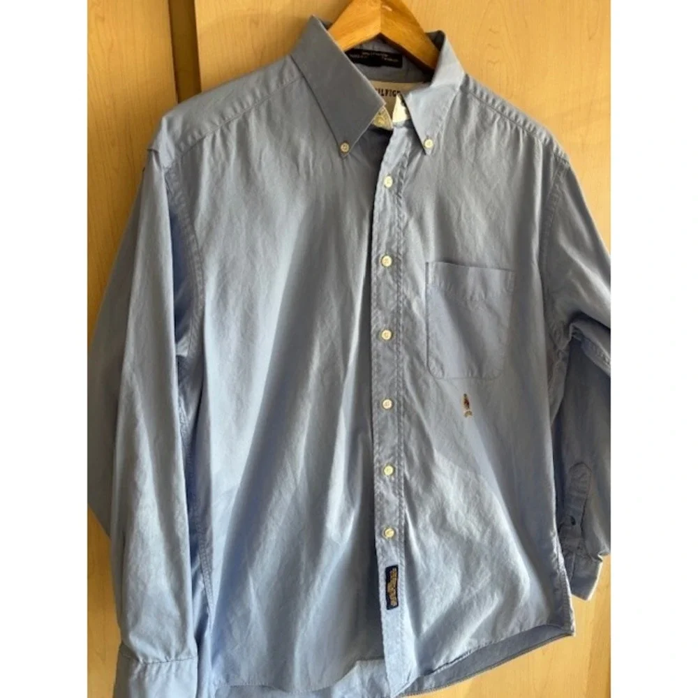 Tommy Hilfiger Button Down Blue Oxford Shirt Men's‎ Size 15.5-34 Long Sleeve